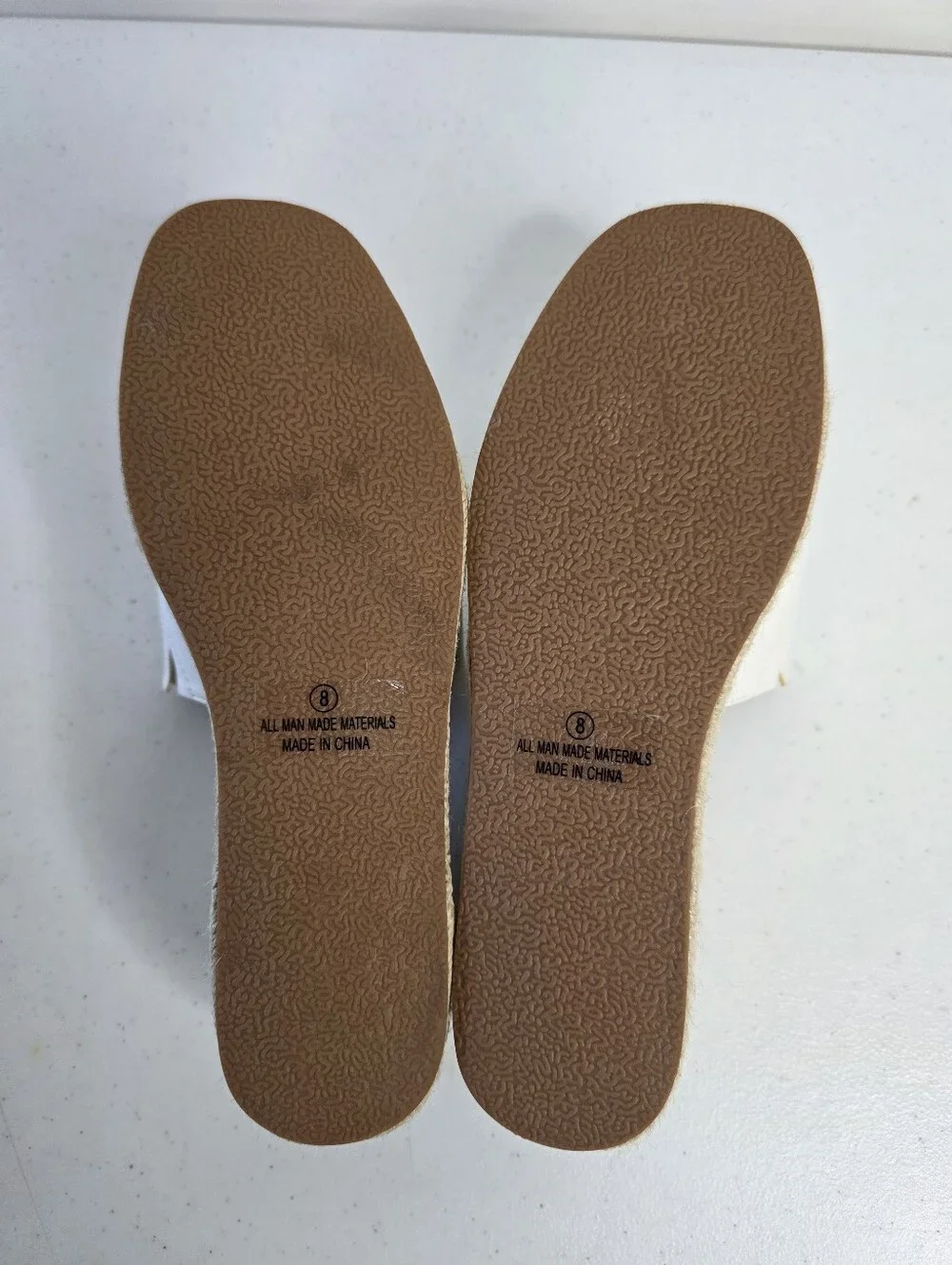 Lulus O'ahu White Espadrille Platforms Size 8 Soft Faux Leather Slides Coastal